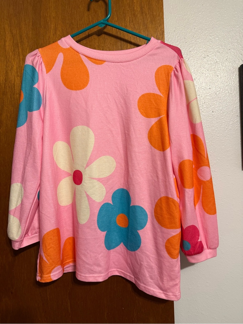 Source Unknown Pink Floral Puff-Sleeve Top